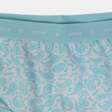 Girls' Cotton Panties – Aqua Floral Design