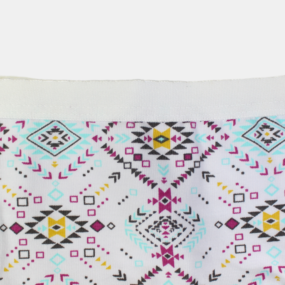 Girls Cotton Panties – Off-White Geometric Print