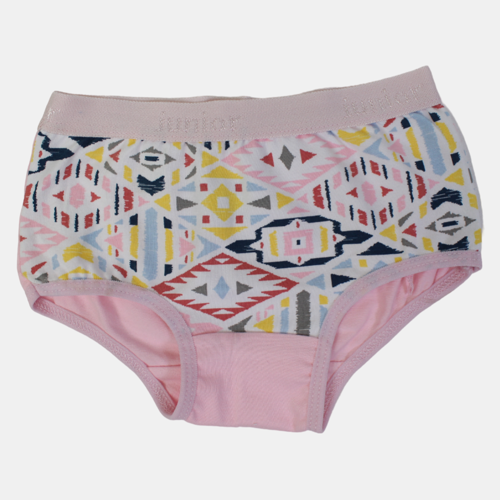 Girls Cotton Panties – Pink Triangular Print