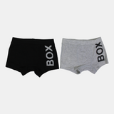 Boys' Cotton Boxer Shorts – Black & Gray (Pack of 2)