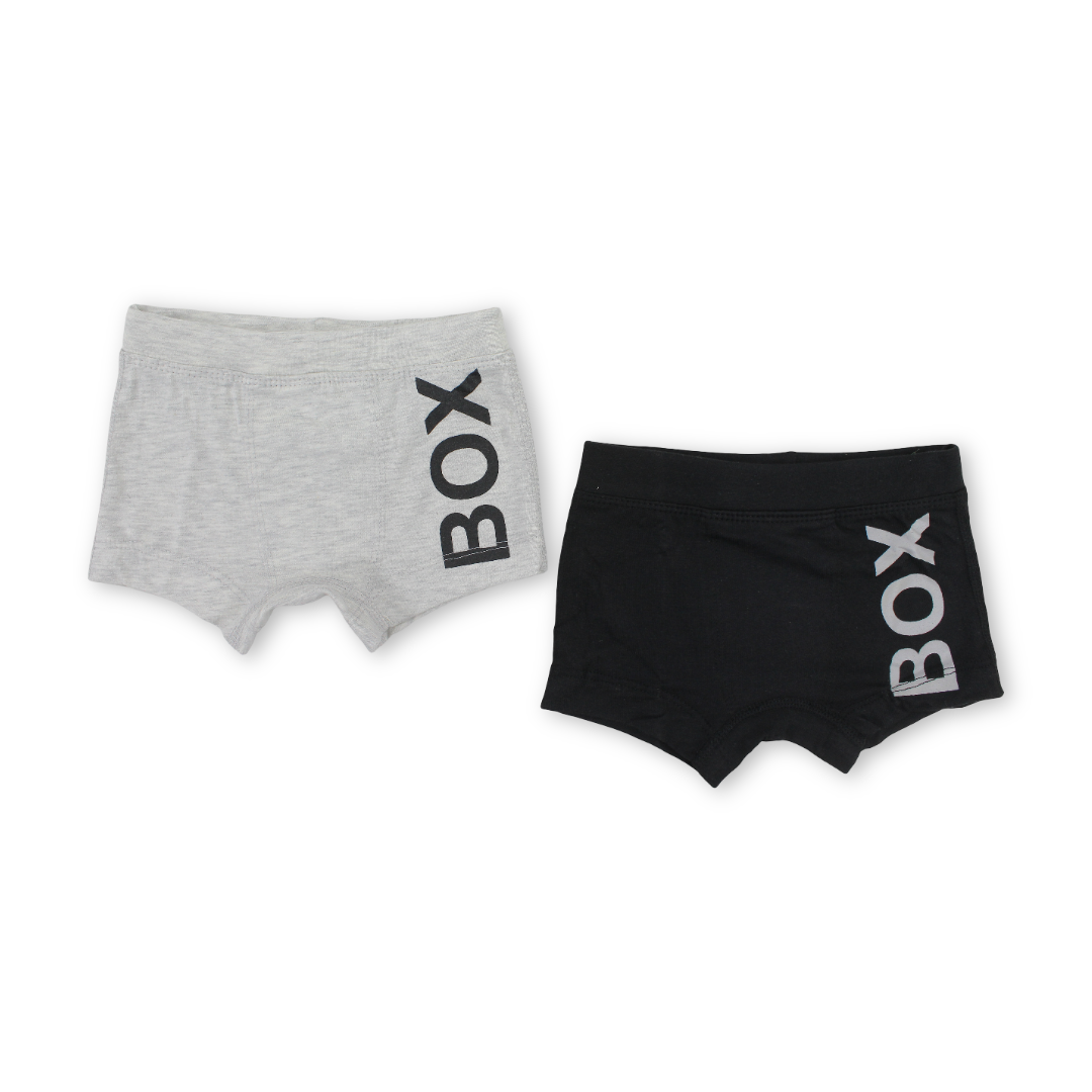 Boys Cotton Boxer Shorts Black & Gray – Pack of 2