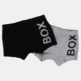 Boys' Cotton Boxer Shorts – Black & Gray (Pack of 2)