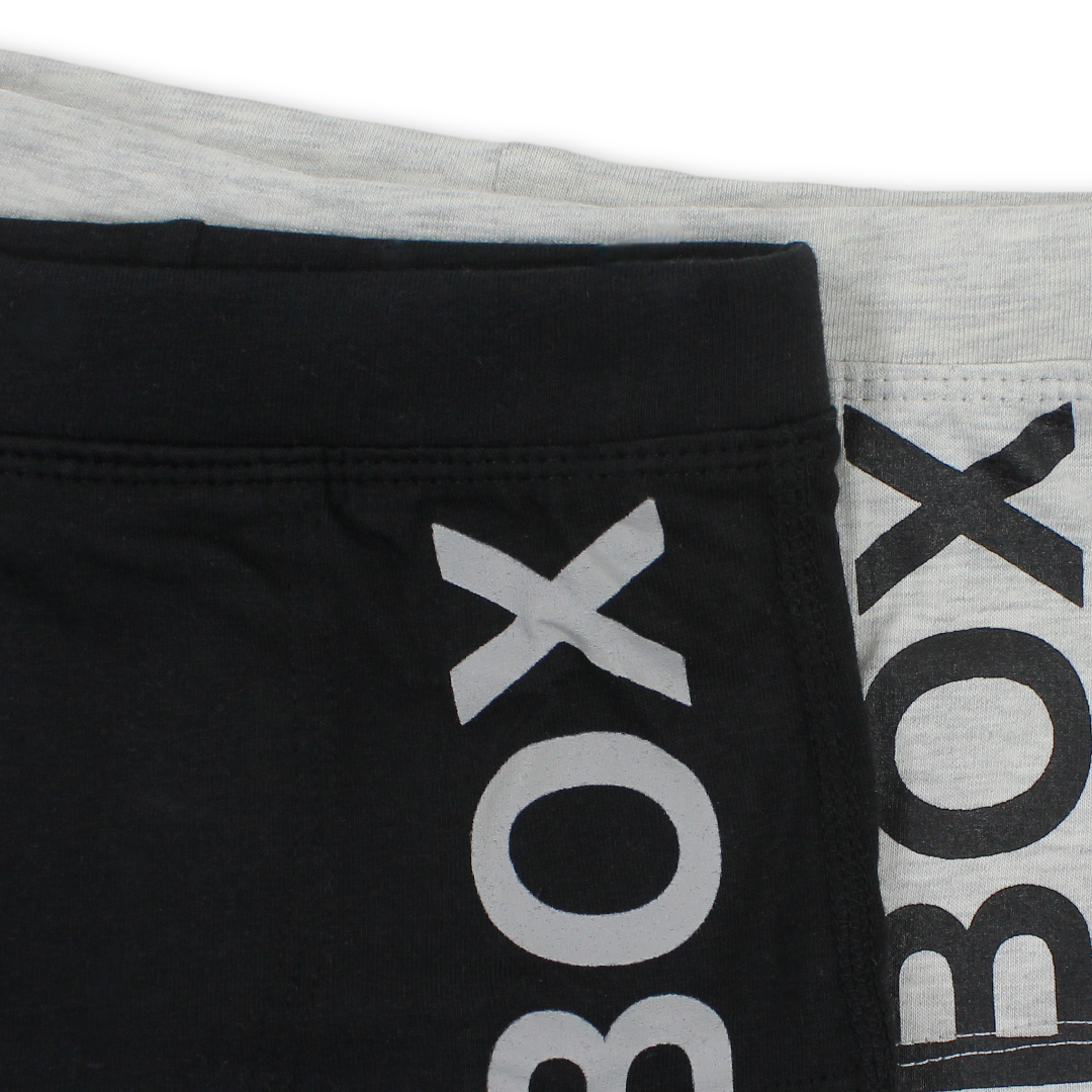 Boys Cotton Boxer Shorts Black & Gray – Pack of 2