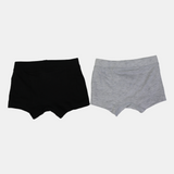 Boys' Cotton Boxer Shorts – Black & Gray (Pack of 2)