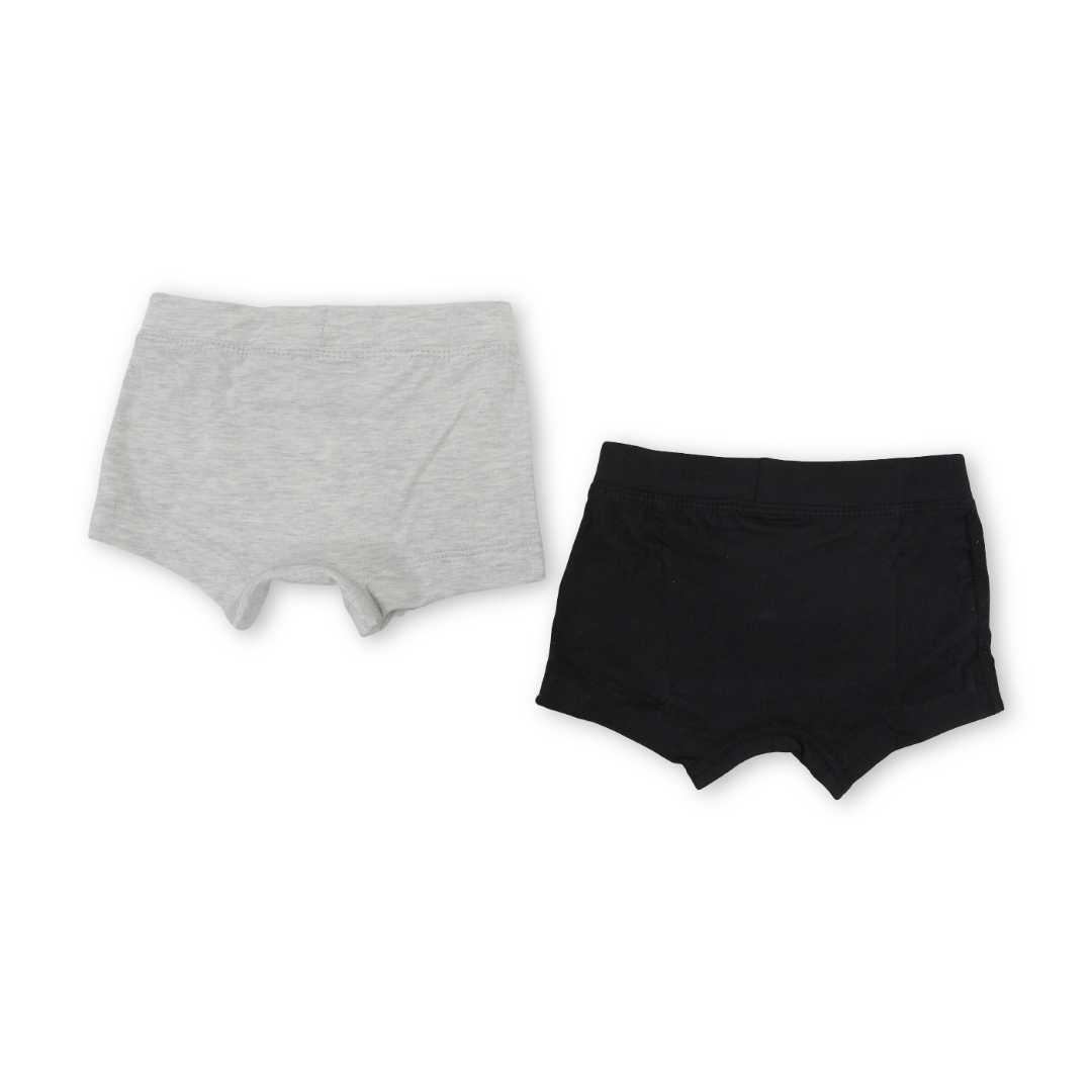Boys Cotton Boxer Shorts Black & Gray – Pack of 2