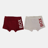 Boys' Cotton Boxer Shorts – Red & Beige (Pack of 2)