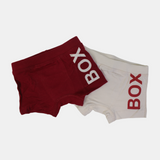 Boys' Cotton Boxer Shorts – Red & Beige (Pack of 2)