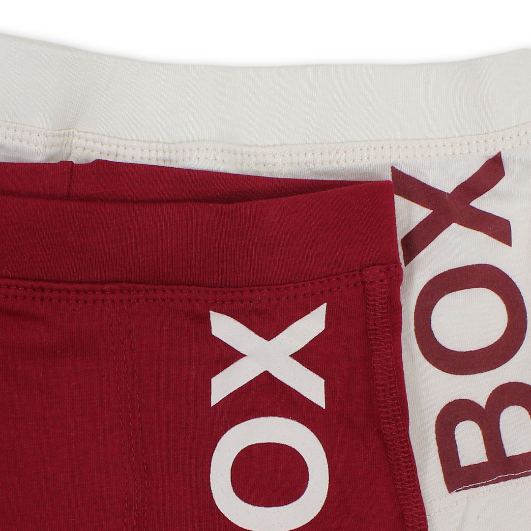 Boys Cotton Boxer Shorts Red & Beige – Pack of 2
