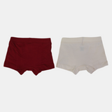 Boys' Cotton Boxer Shorts – Red & Beige (Pack of 2)