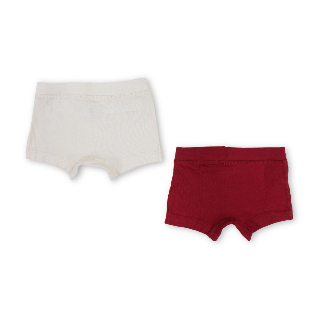 Boys Cotton Boxer Shorts Red & Beige – Pack of 2