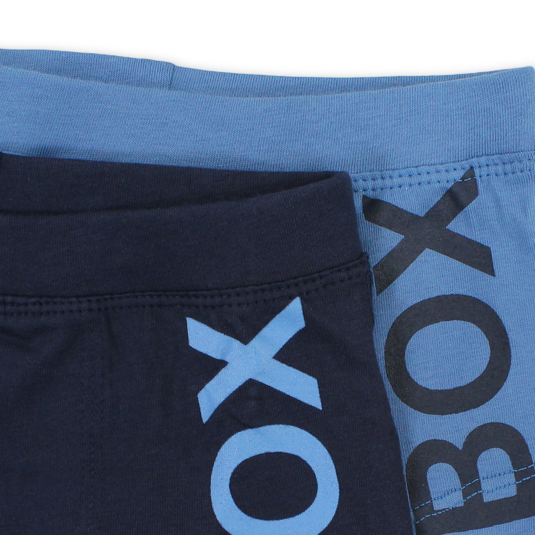 Boys Cotton Boxer Shorts Navy & Petrol – Pack of 2