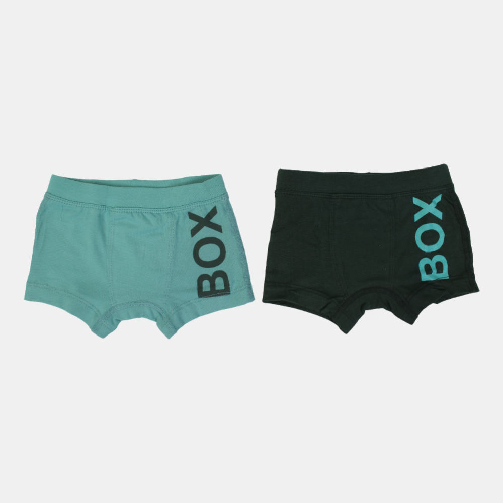 Boys Cotton Boxer Shorts – Olive & Pistachio (Pack of 2)