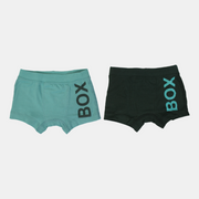 Boys Cotton Boxer Shorts – Olive & Pistachio (Pack of 2)