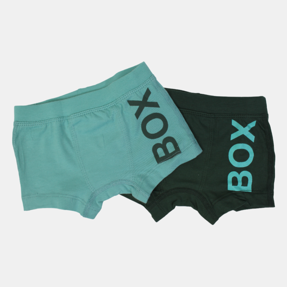 Boys Cotton Boxer Shorts – Olive & Pistachio (Pack of 2)