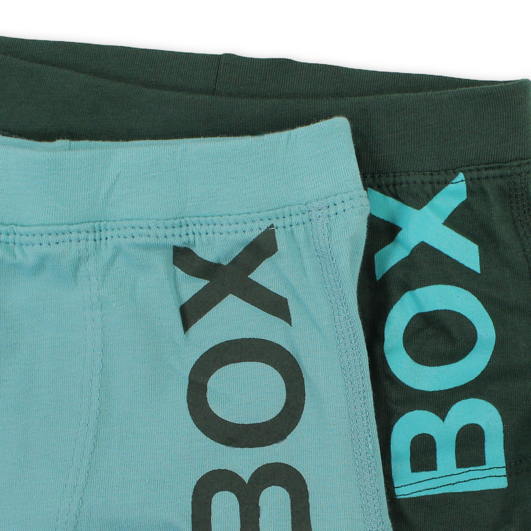 Boys Cotton Boxer Shorts Green & Pistage – Pack of 2