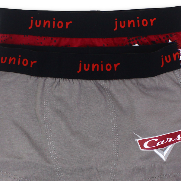 Cotton Boys Boxer Shorts Red & Grey with Cars Print (Pack Of 2)