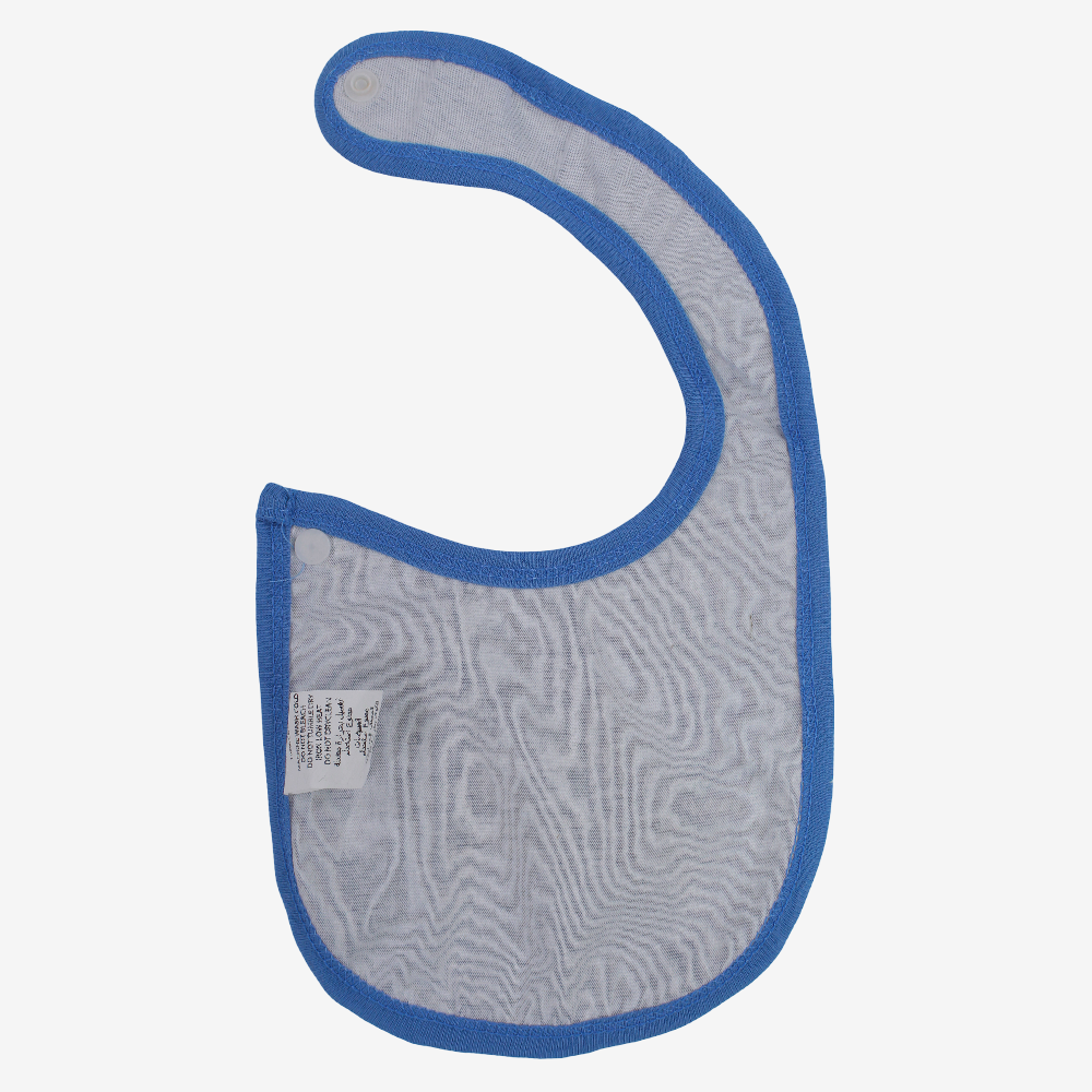 Baby Cotton Bib – Blue with Barbie Design