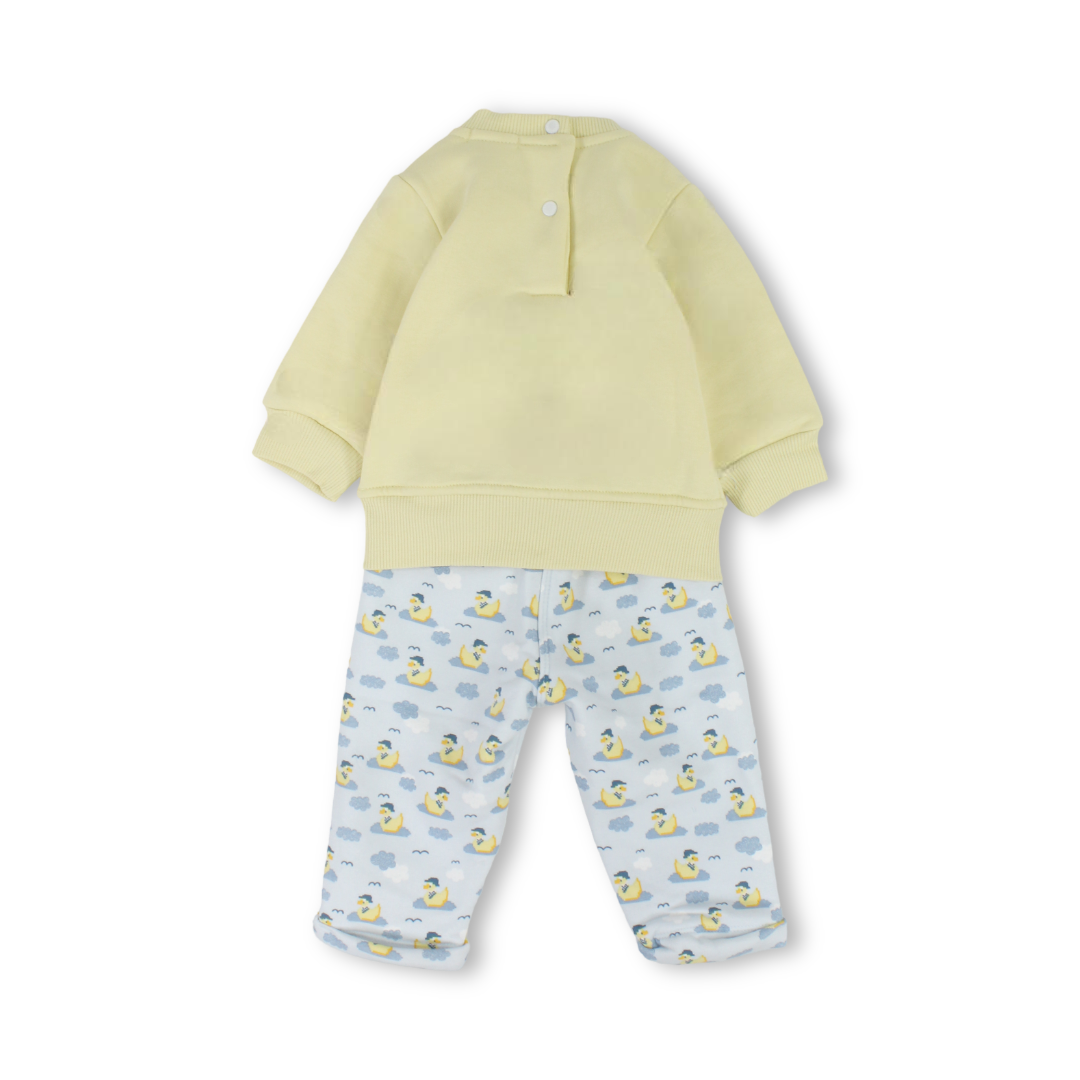 Baby Boys Cotton Pajama – Yellow with Duck Print