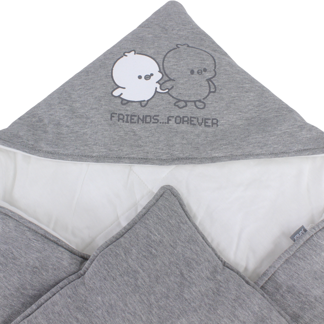 Cotton Baby Blanket – Grey with Duck Print