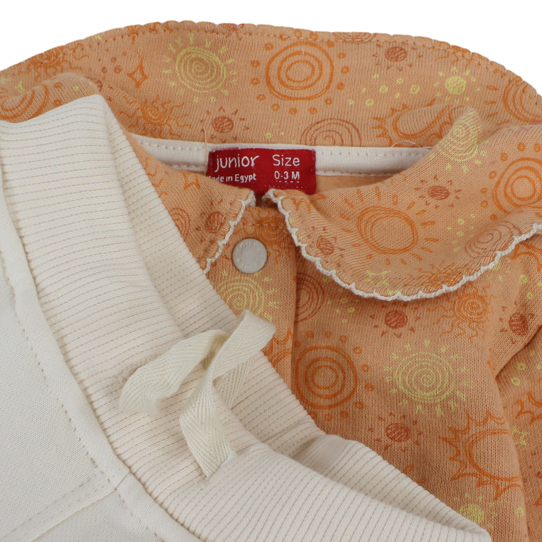 Baby Girls Cotton Pajama – Orange with Circle Print