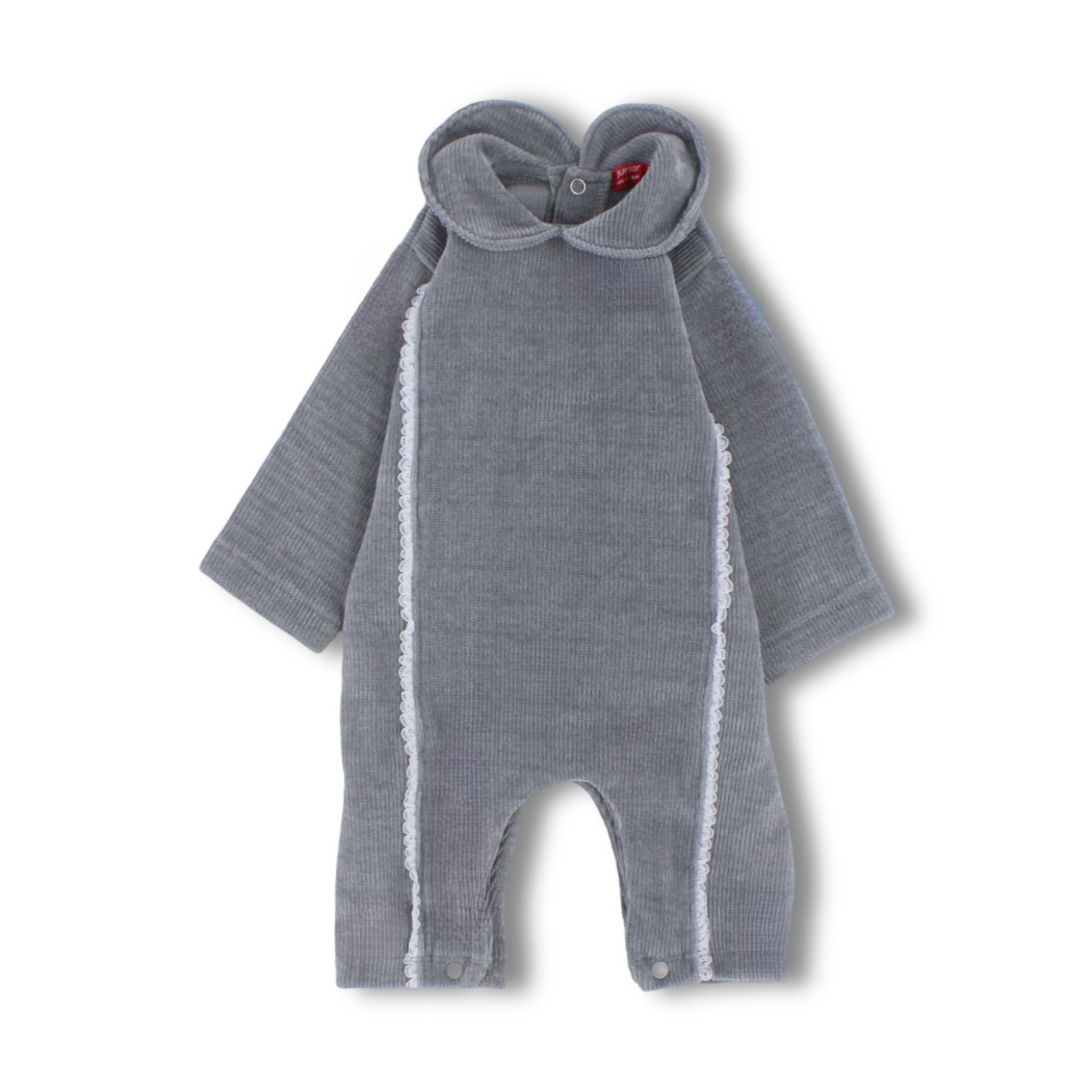 Baby Girls Cotton Footless Onesie – Grey