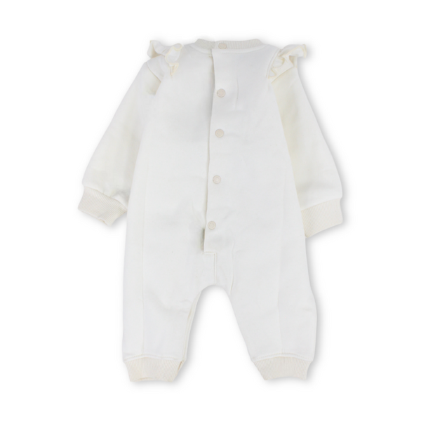 Baby Girls Cotton Footless Onesie – Off-White with Panda Print