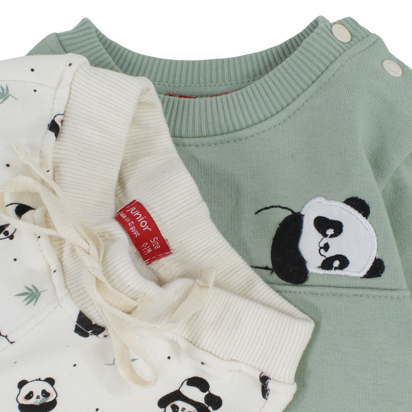 Baby Girls Cotton Pajama – Mint with Panda Print
