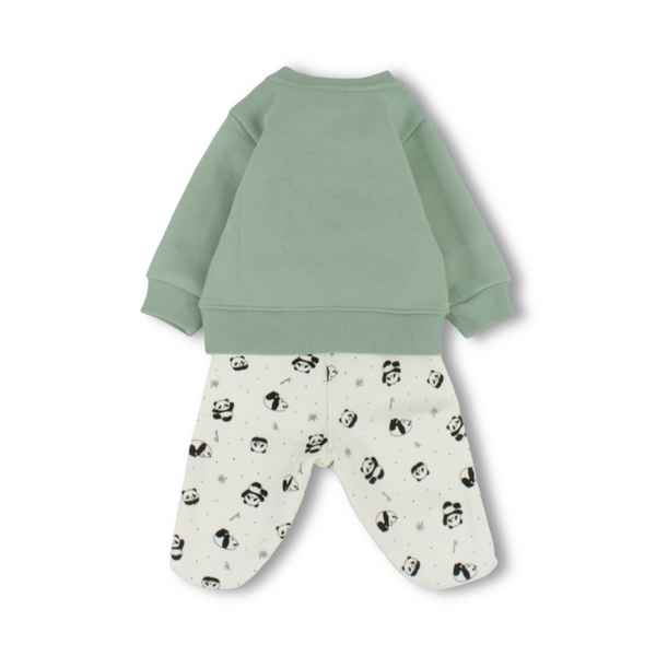 Baby Girls Cotton Pajama – Mint with Panda Print