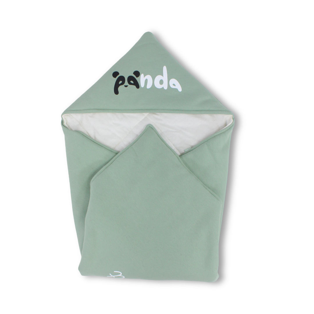 Cotton Baby Blanket – Mint with Panda Print