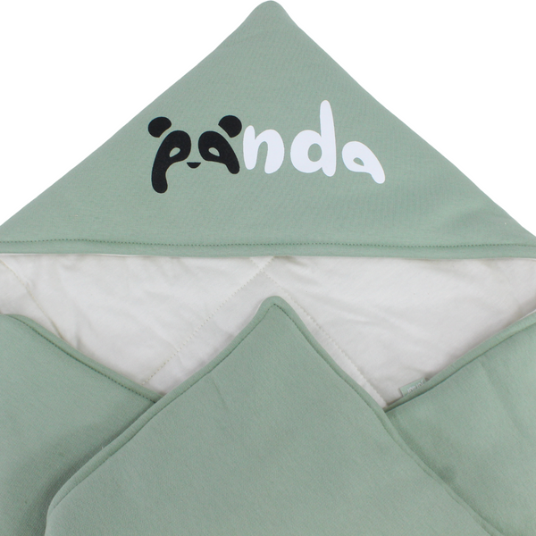 Cotton Baby Blanket – Mint with Panda Print