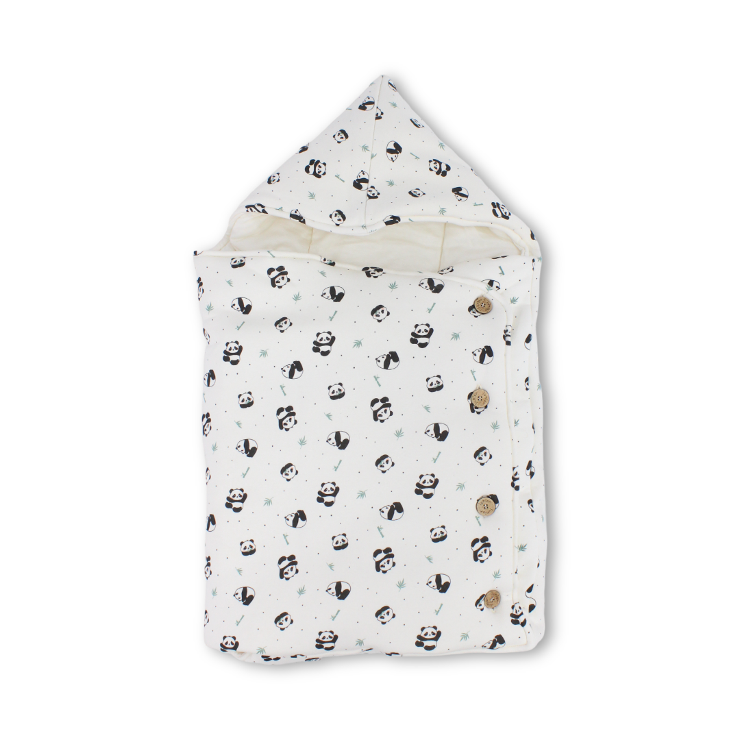 Cotton Baby Port – Off-White with Panda Print