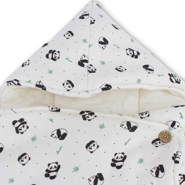 Cotton Baby Port – Off-White with Panda Print