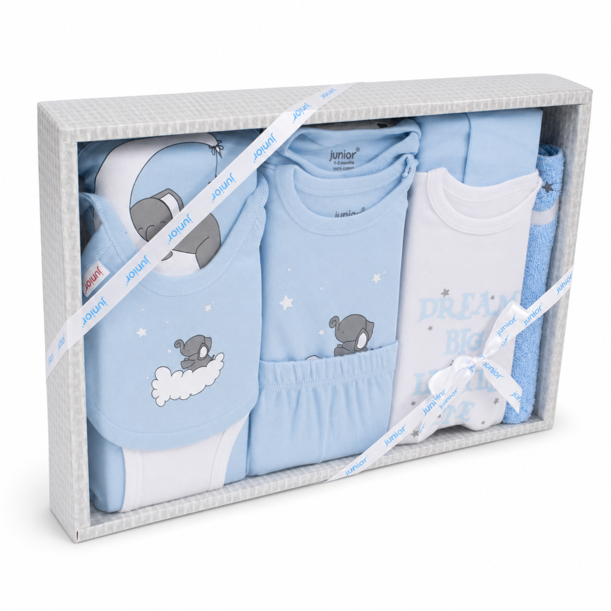Baby Boys Gift Box Set – Light Blue Elephant Theme - Clothing - Junior