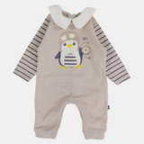 Beige Penguin Long-Sleeved Footless Onesie