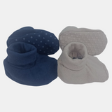 Baby Boys Cotton Baby Shoes – Beige & Navy Penguin (2 pcs)