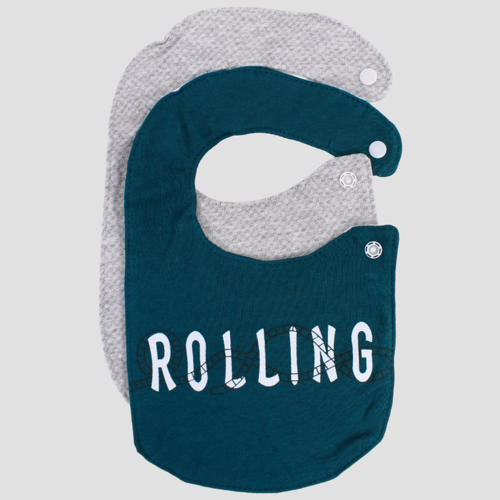 Teal & Grey Funfair Bibs (2-Pack)