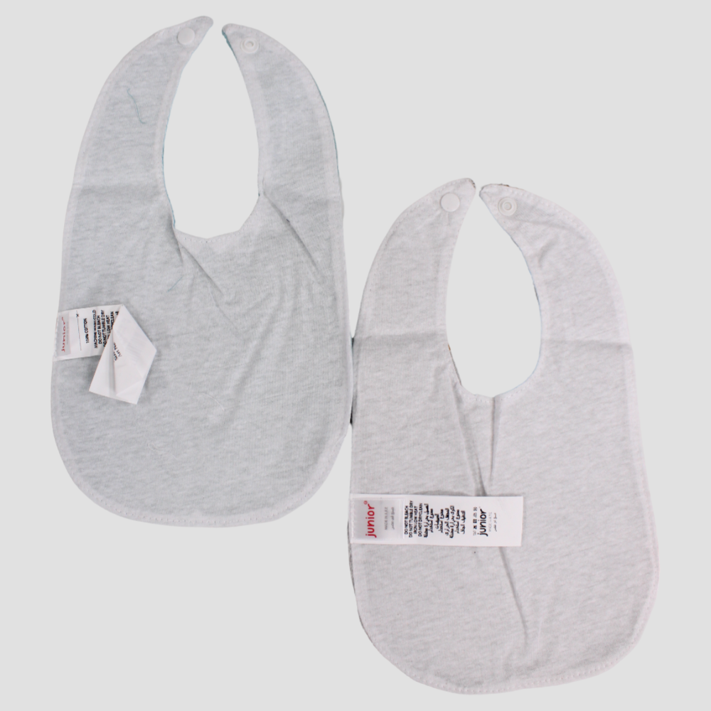 Grey & Aqua Elephant Bibs (2-Pack)