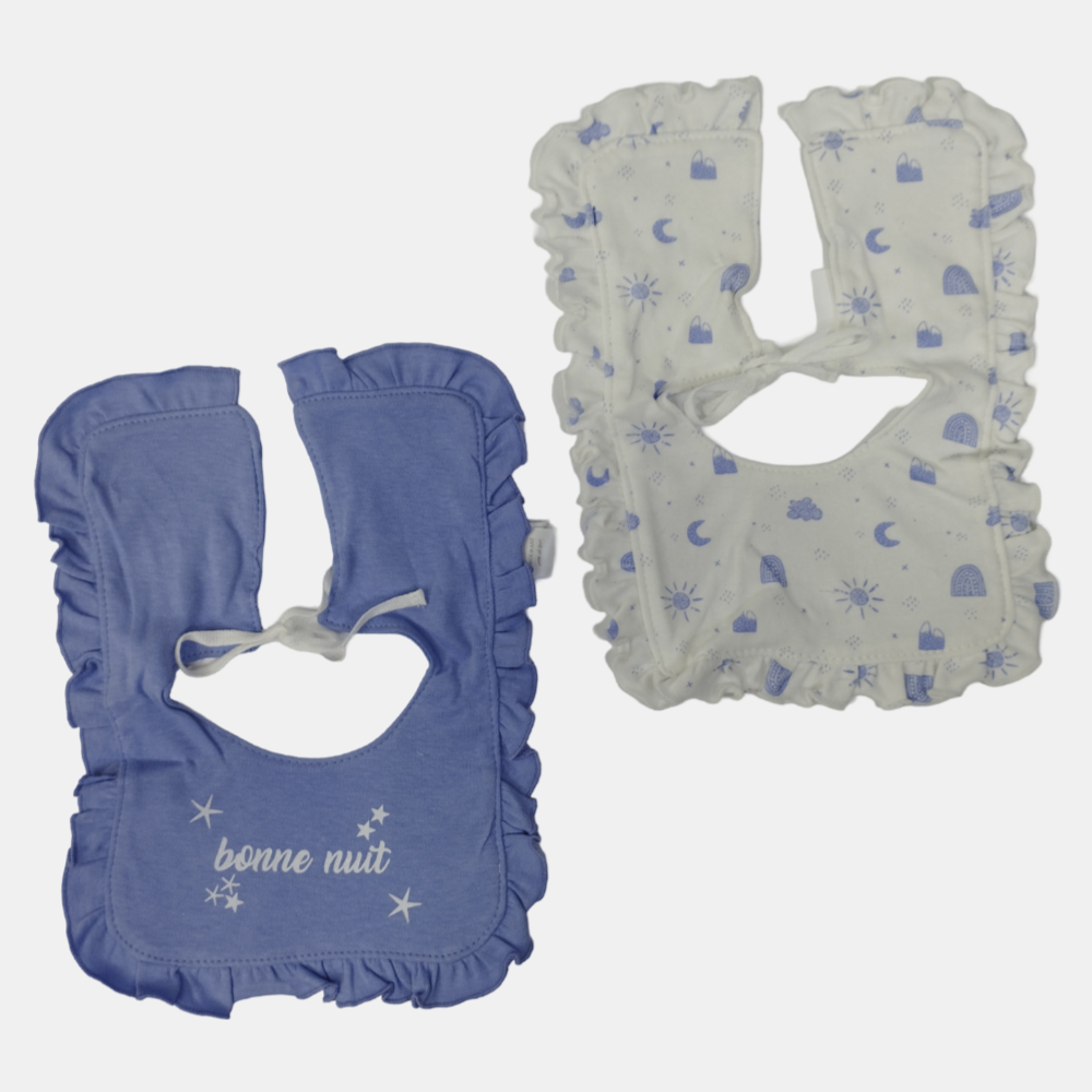 Light Blue & White Bonne Nuit Bibs (2-Pack)