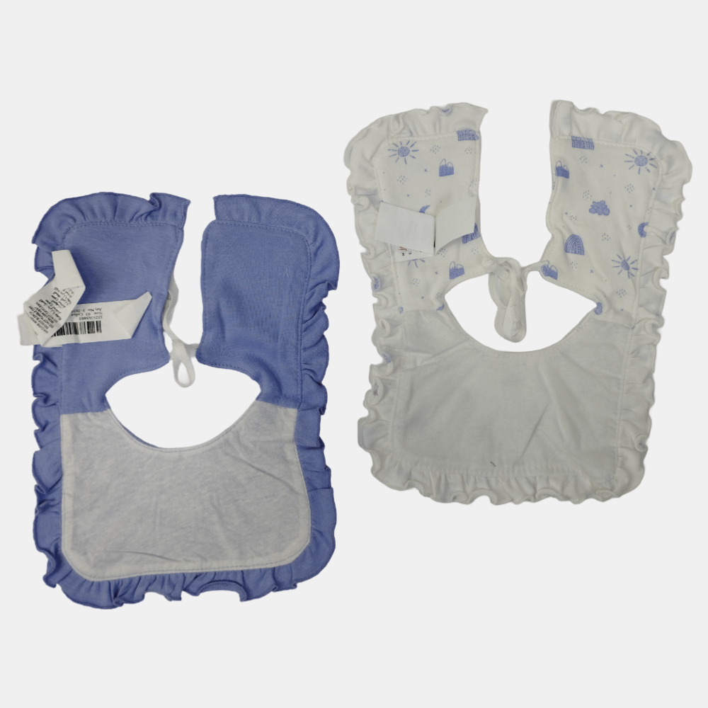 Light Blue & White Bonne Nuit Bibs (2-Pack)