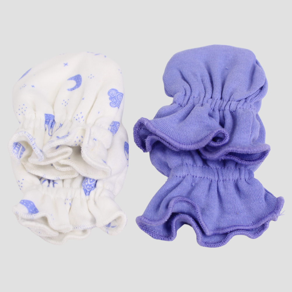 Purple/White Baby Mittens (Pack of 2)