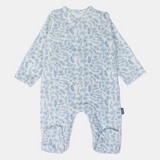 Blue Leaves Long-Sleeved Baby Footie