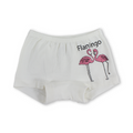 Girls Cotton Pantie – Off-White with Flamingo Print
