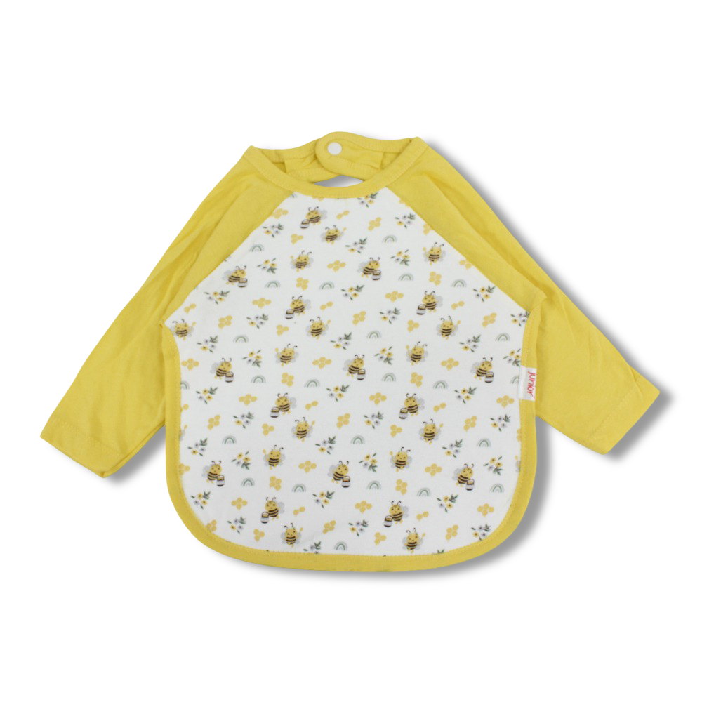Cotton Baby Bib – Yellow with Bees Print