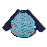 Cotton Baby Bib – Navy with Animals in Cars Print