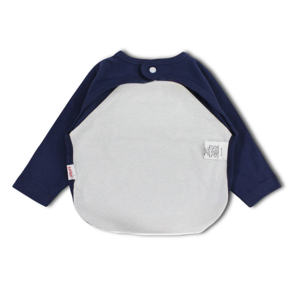 Cotton Baby Bib – Navy with Animals in Cars Print