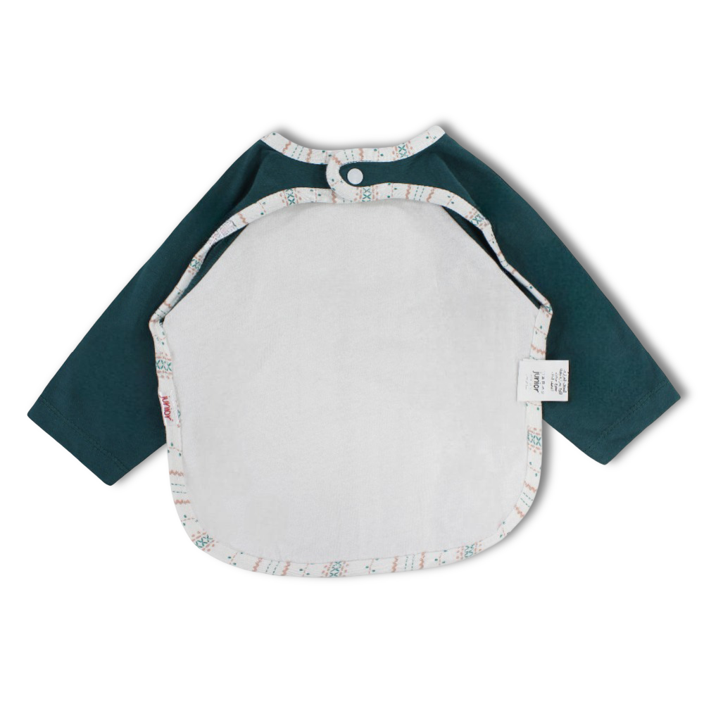 Cotton Baby Bib – Petroleum Blue with Striped Pattern Print
