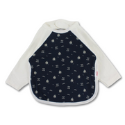 Cotton Baby Bib – Off-White with Sailboats Print