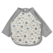 Cotton Baby Bib – Grey with Whale Print