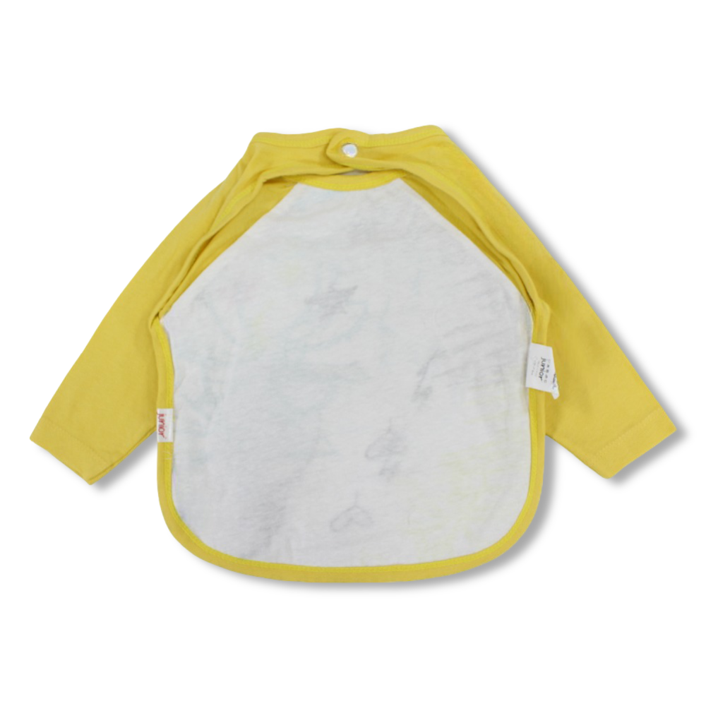 Cotton Baby Bib – Yellow with Animal Print