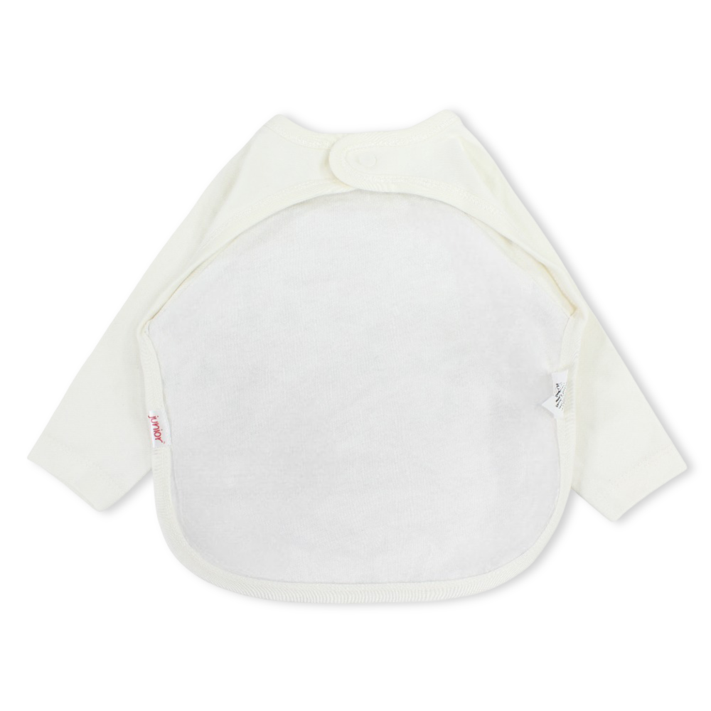 Cotton Baby Bib – Off-White with Decorative Pattern Print